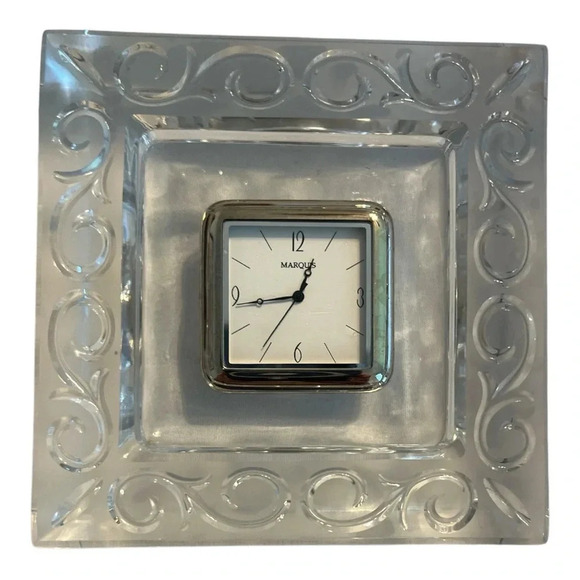 Marquis Waterford Arabesque Clock Seiko Lead Crystal Germany - Picture 5 of 8